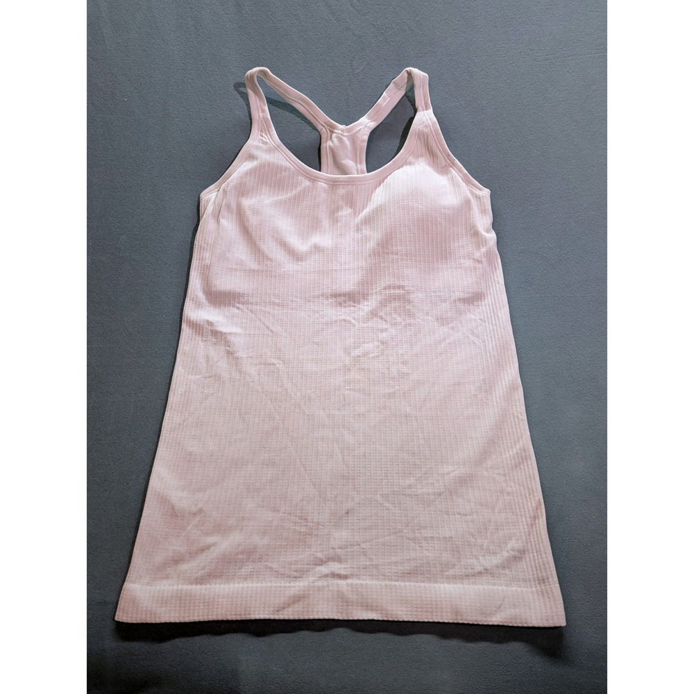Lululemon Ebb To Street Tank Top Ribbed Cream Racerback Shelf Bra Size 4